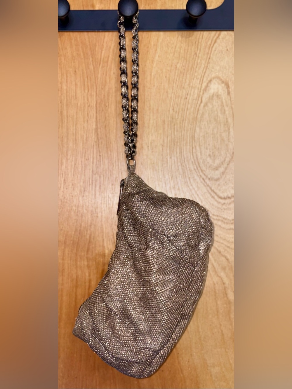 Metallic Chain Wristlet Clutch - Gold
